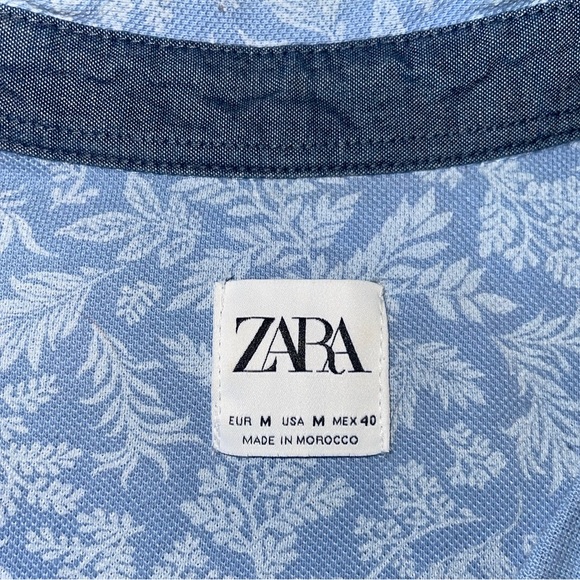 Zara Blue and White Paisley Polo | Men’s Size Medium - Picture 6 of 10